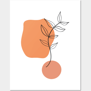 Abstract Leafs with Orange shapes Posters and Art